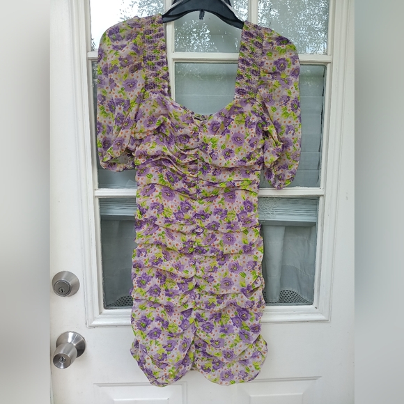 Zara floral ruched mini dress size small - Picture 1 of 4